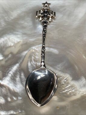 🍇900 Silver Spoon Jerusalem Wall Cross - Souvenir